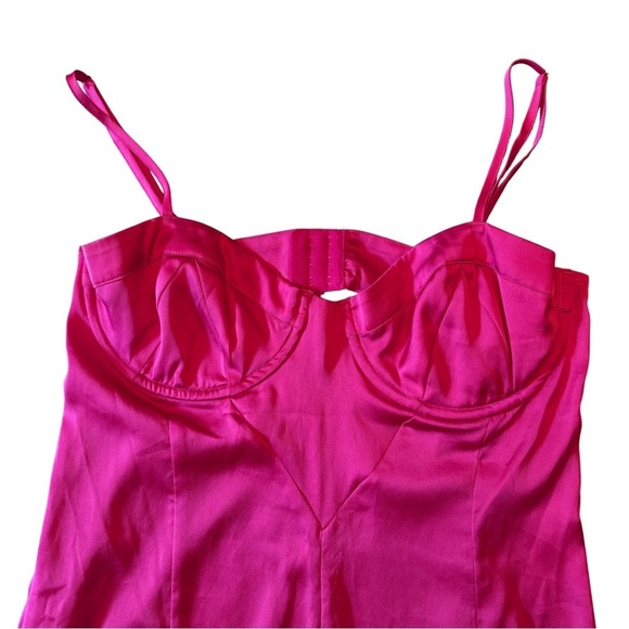 For Love & Lemons Isabella Bustier Mini Dress Red Satin Size Large (runs small) - Picture 6 of 11